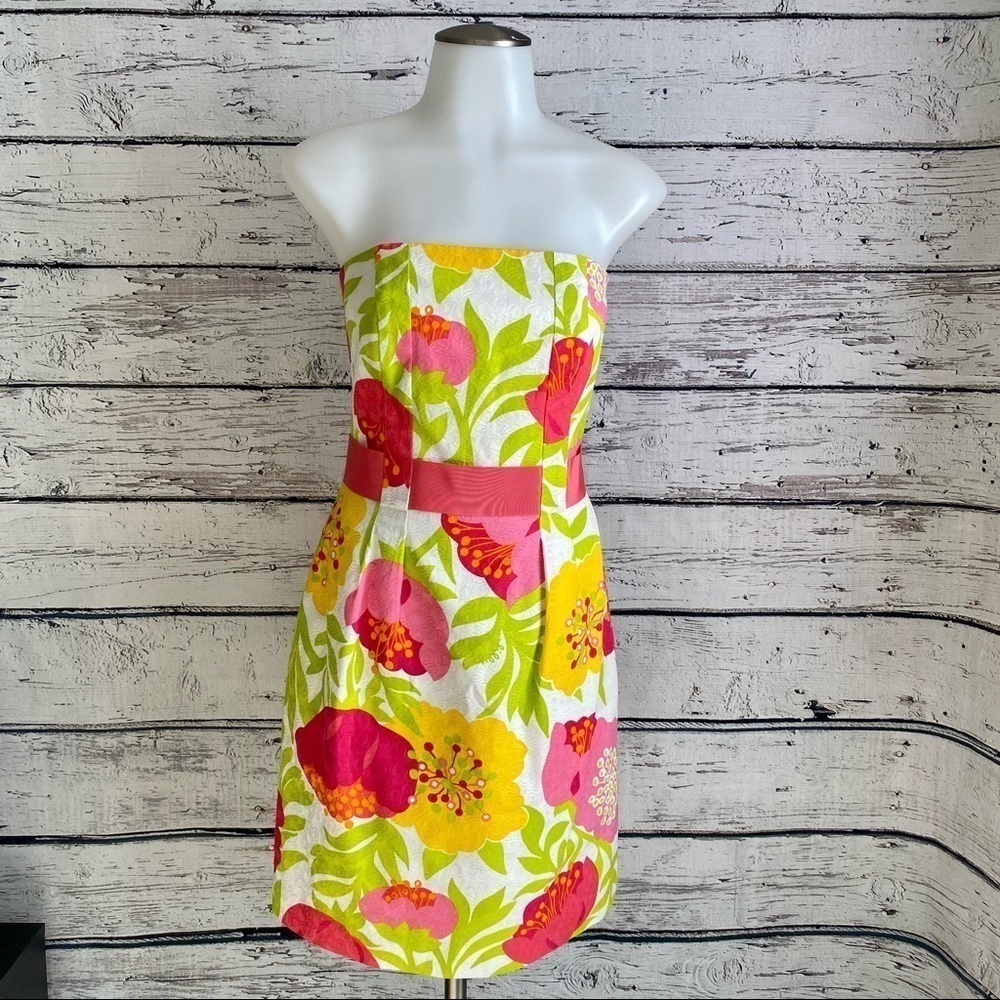 Pink Yellow & Green Vanessa Strapless Dress